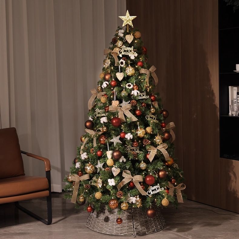  2025 高密度 ツリーセット カフェ色コットン装飾付き 150高さ cm ku 1 笹飾り クリスマスツリー クリスマス