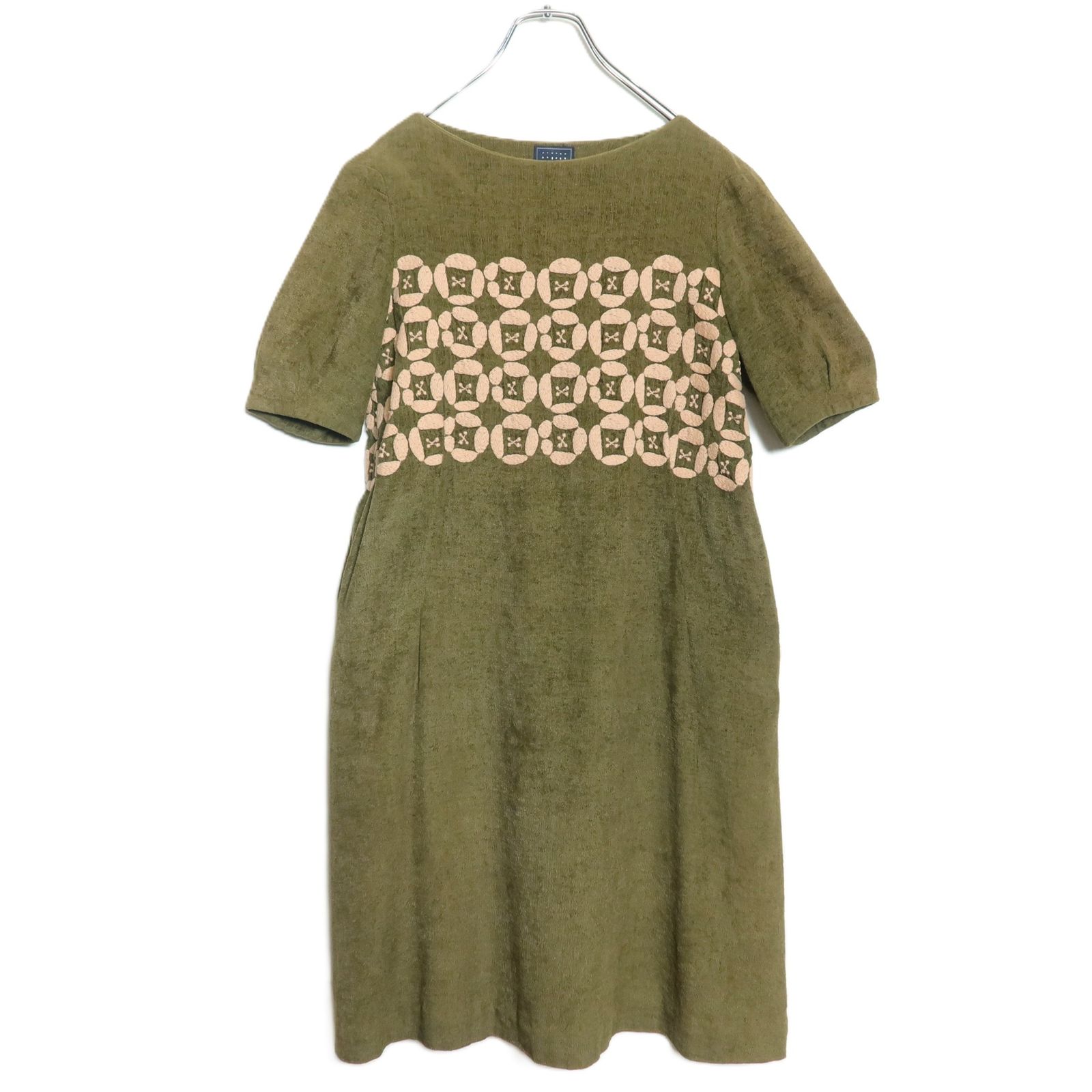 ミナペルホネン　半袖カットソーワンピース 美品】ミナペルホネン☆刺繍がキュート♪半袖ワンピース サイズ36