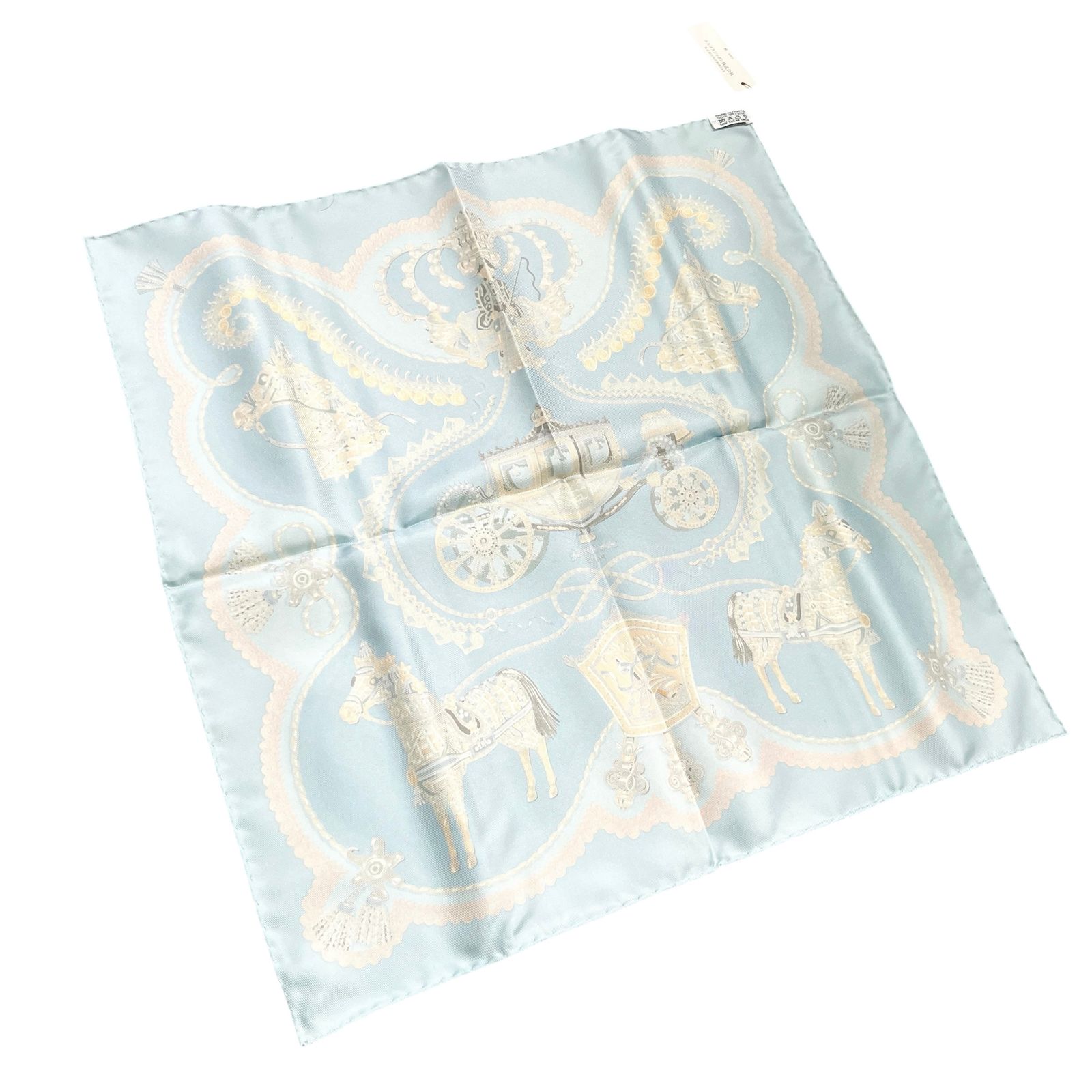 中古】HERMES エルメス ポケットチーフ パプロール スカーフ 白 メンズ