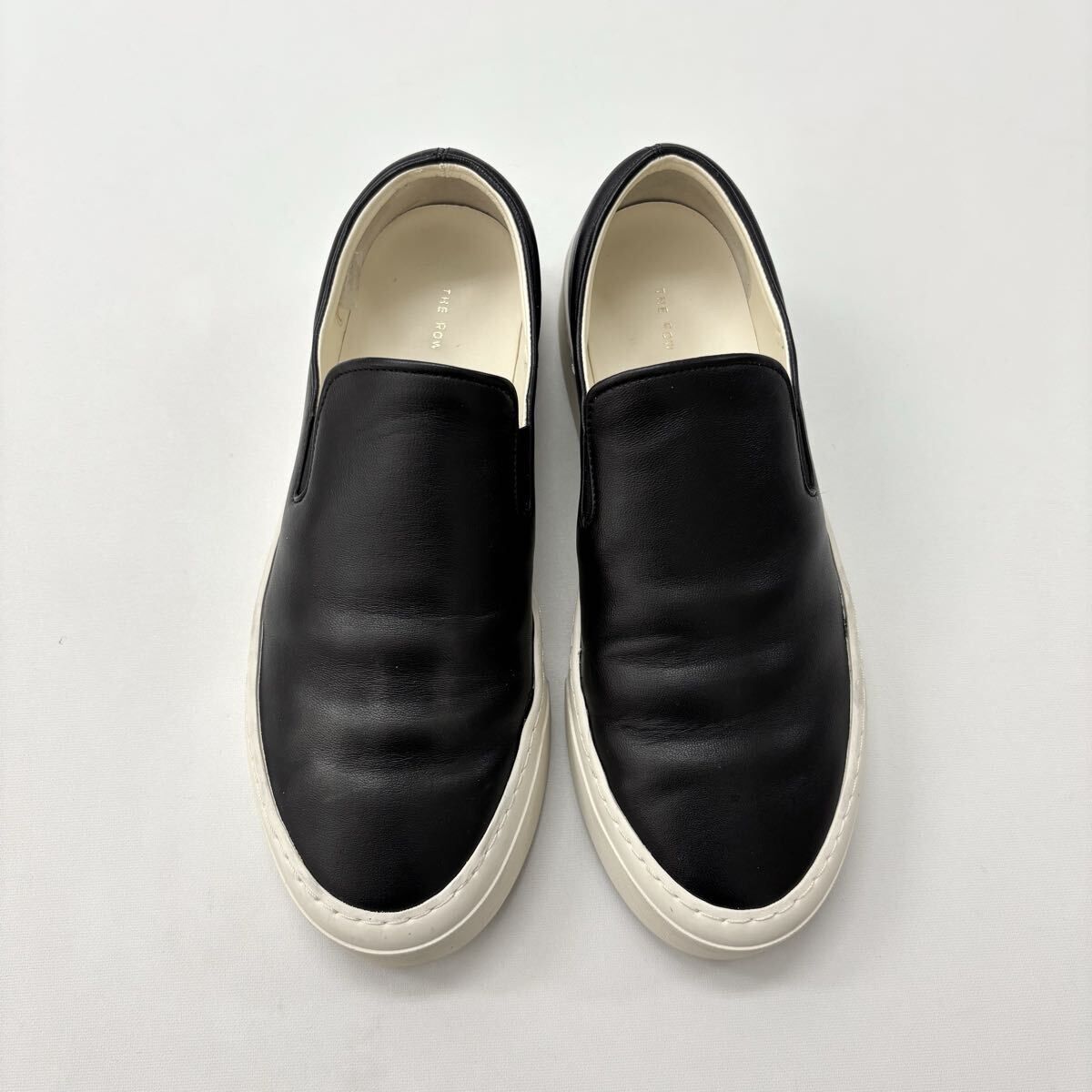 THE ROW ザロウ MARIE H スリッポン NAPPA MADE IN ITALY F 1179-N 60-BKIV BLACK - IVORY サイズ 37.5 定価119 900円 711-0210