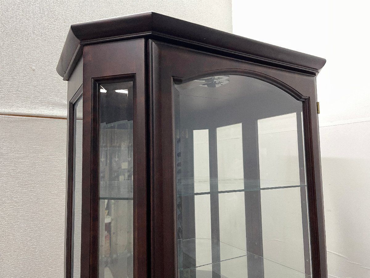 ○北海道 旭川 三陽家具 ガラスキャビネット キュリオケース 照明付き