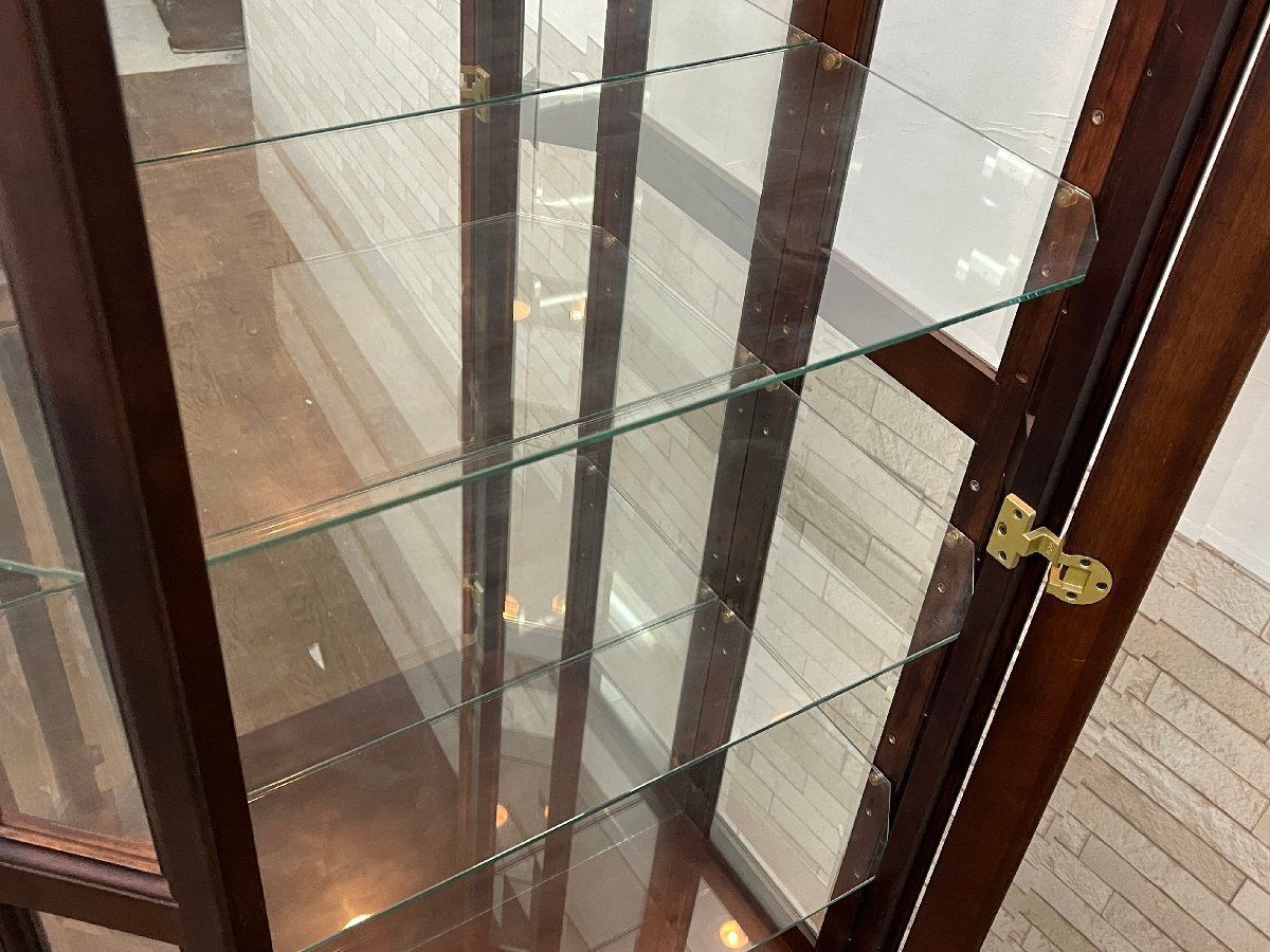 ○北海道 旭川 三陽家具 ガラスキャビネット キュリオケース 照明付き