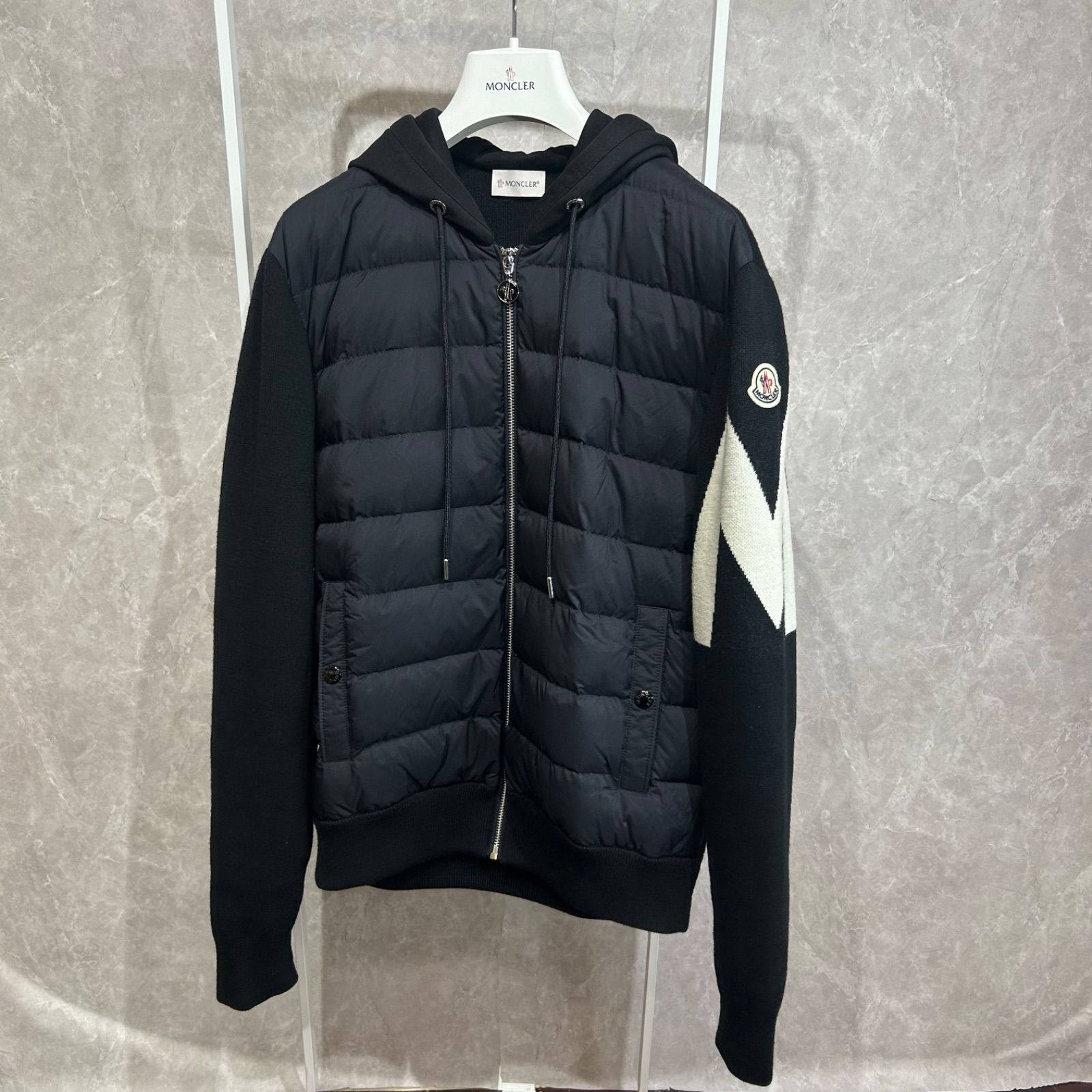 美品】 MONCLER モンクレール ハイブリッドダウンニットジャケット黒S