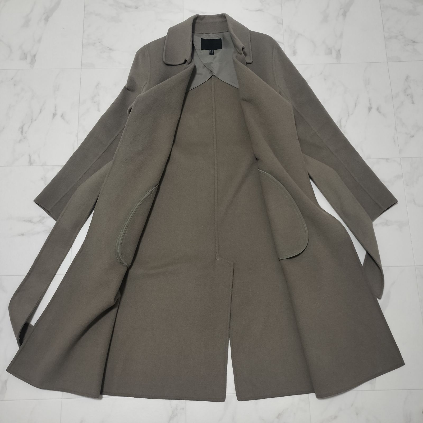 ICB アイシービー ウールカシミヤ ベルテッドリバーコート サイズ2 S