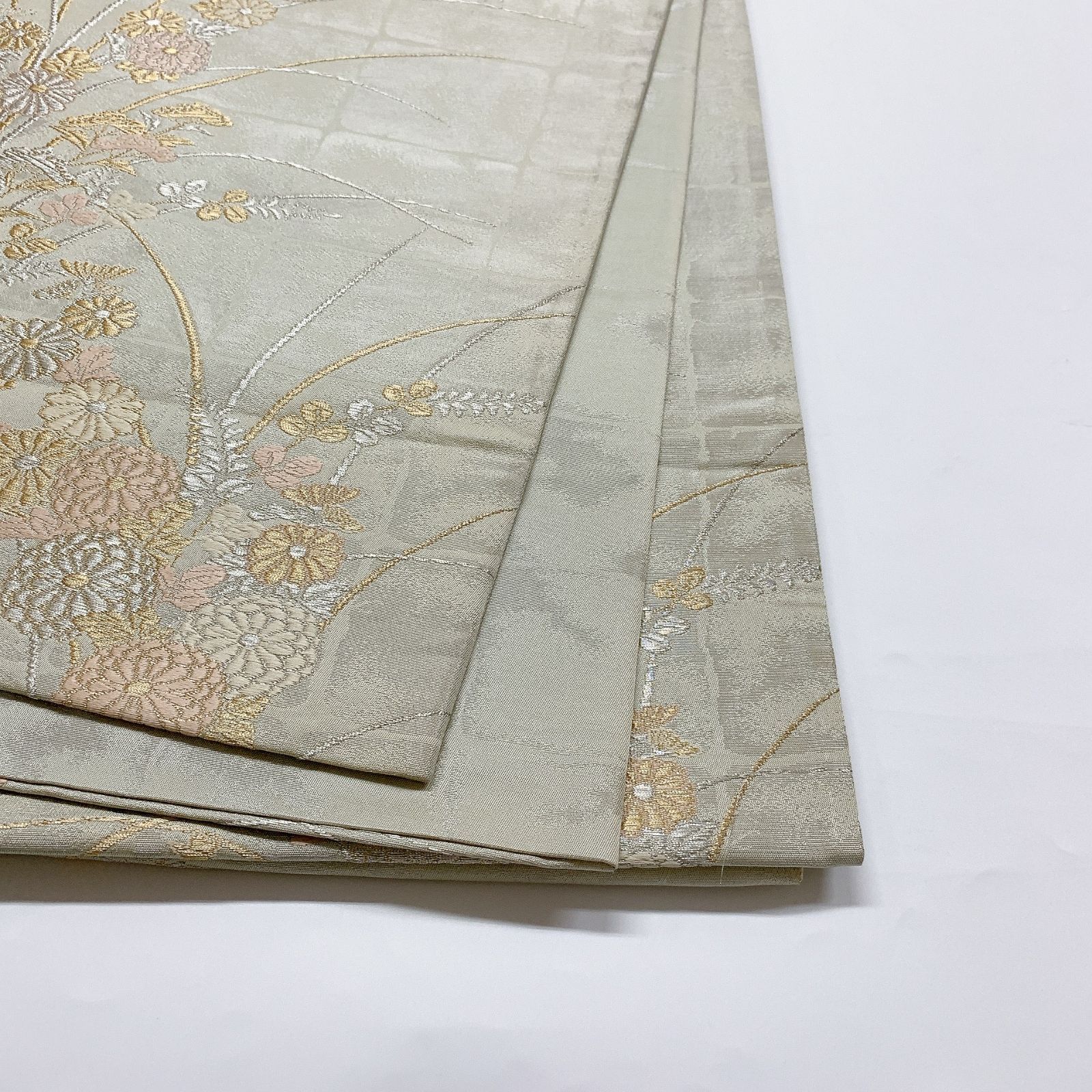 6026］袋帯 枝菊文様 金銀彩 六通 正絹 着物 フォーマル - メルカリ