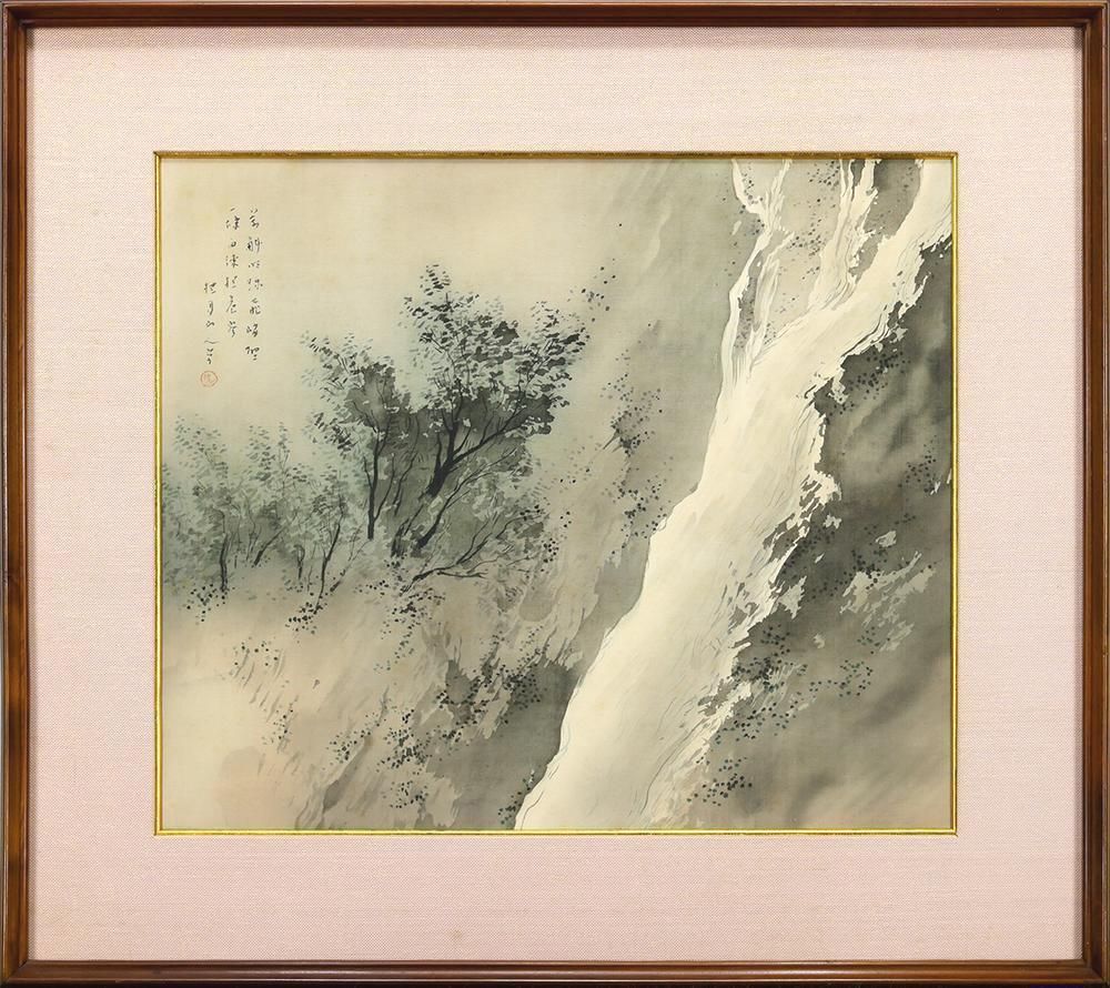 真作】【WISH】松林桂月「渓声」日本画 約10号 絹本 西野新川鑑定