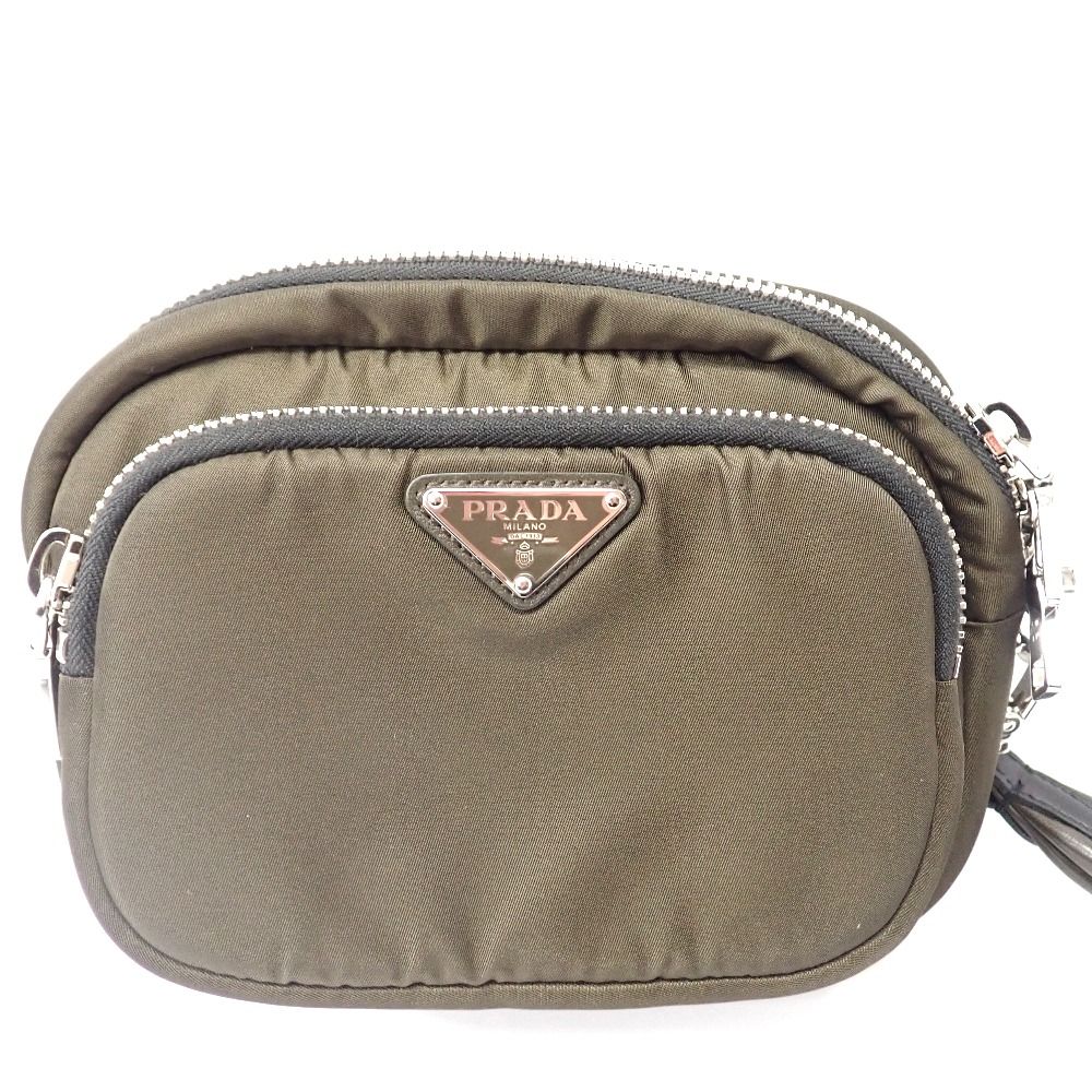 Ft 634144 プラダ ポーチ ナイロンポーチ モスグリーン レディース PRADA