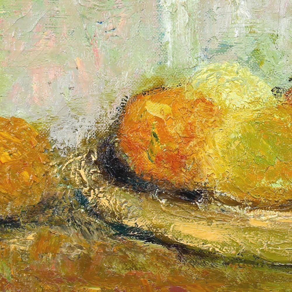 真作】【WISH】山本彪一 油彩 3号 ◇卓上の熟れた果物 〇昭和洋画壇