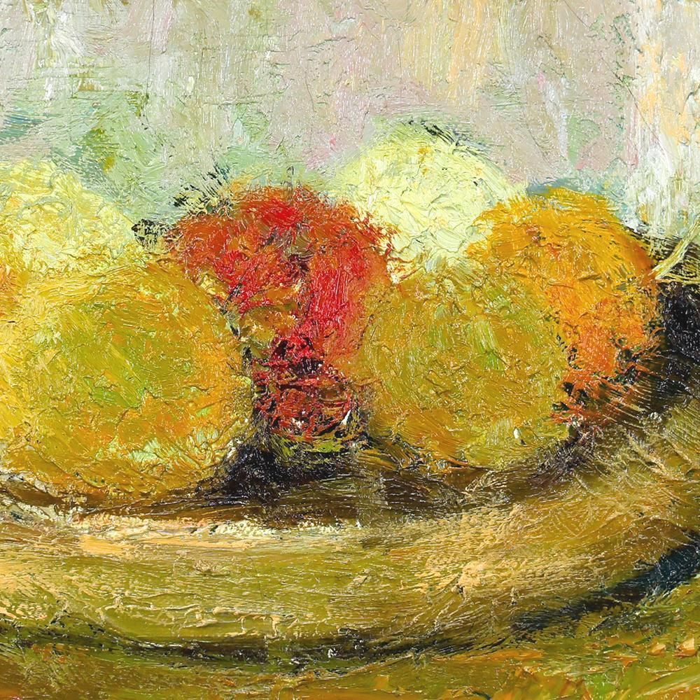 真作】【WISH】山本彪一 油彩 3号 ◇卓上の熟れた果物 〇昭和洋画壇