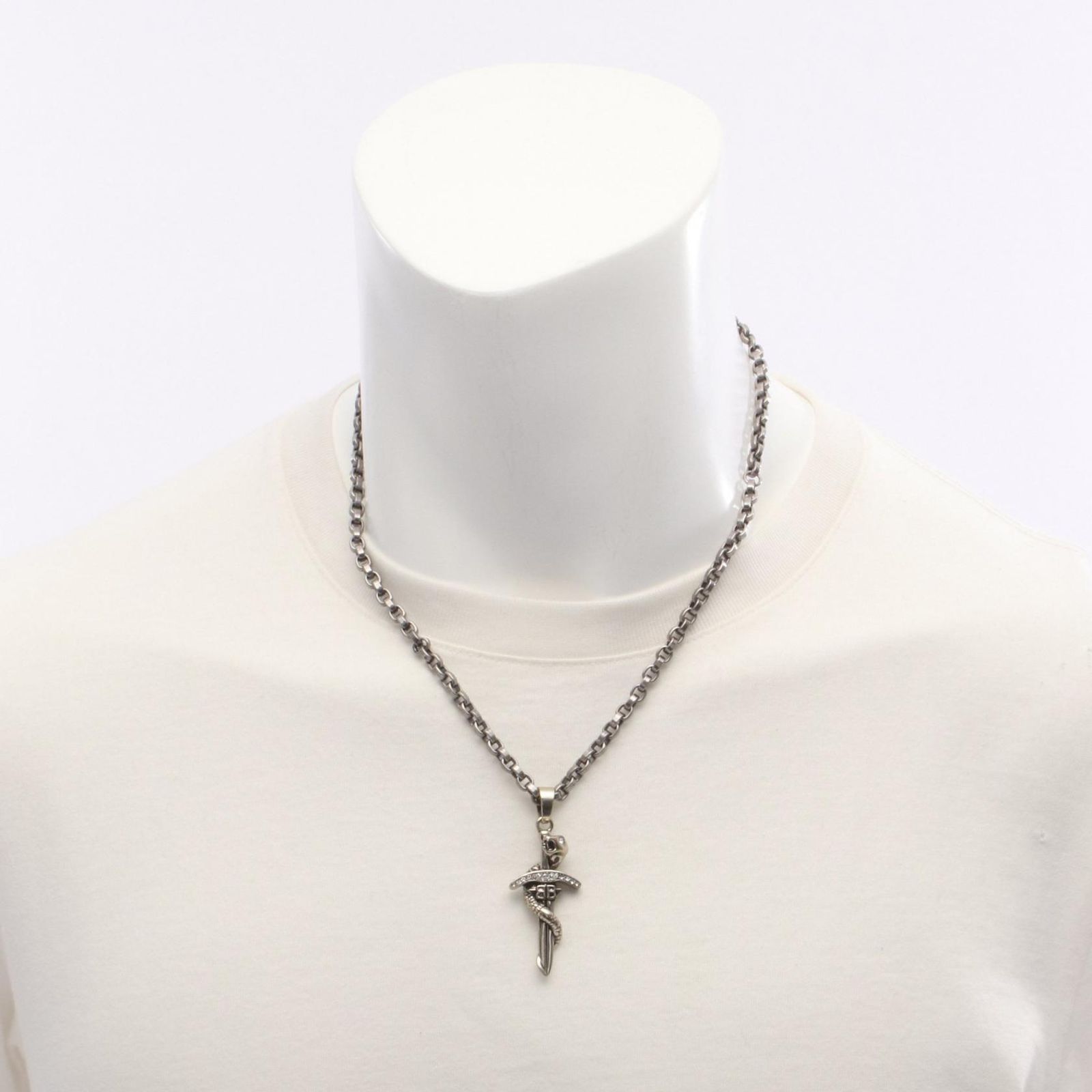 バレンシアガ BALENCIAGA ネックレス Goth Snake アンティークシルバー