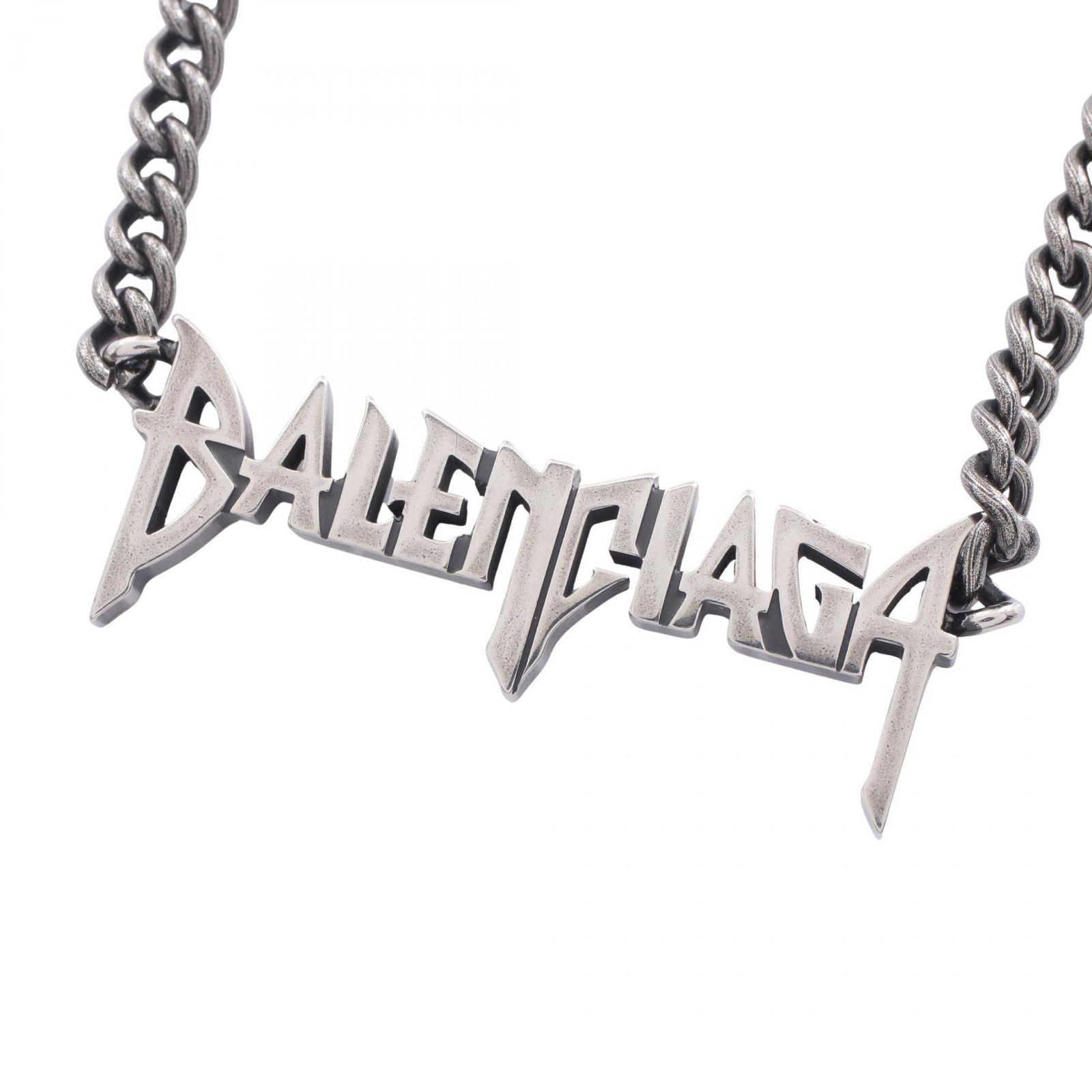 バレンシアガ BALENCIAGA ネックレス Typo Metal アンティークシルバー