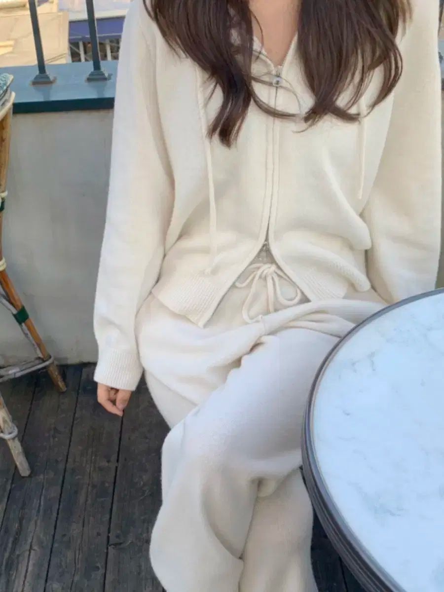 ウールモロマーケット カシミア ニット パンツ アイボリー