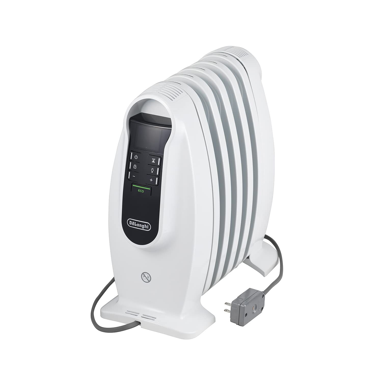 De Longhi デロンギ ミニオイルヒーター NJ 0505 E 小型軽量 ゼロ風暖房 脱衣所 お手洗い 台所 防音室 補助暖房 表面温度約70℃ タイマー機能 チャイルドロック 2-3畳 ピュアホワイト×ブラック デロンギファミリー登録で5年保証