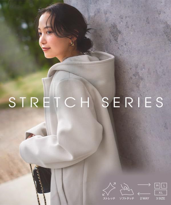 神戸レタス ロングコート フード付き 2 way レディース アウター ストレッチ きれいめ 通勤 カジュアル K 1239 L キャメル