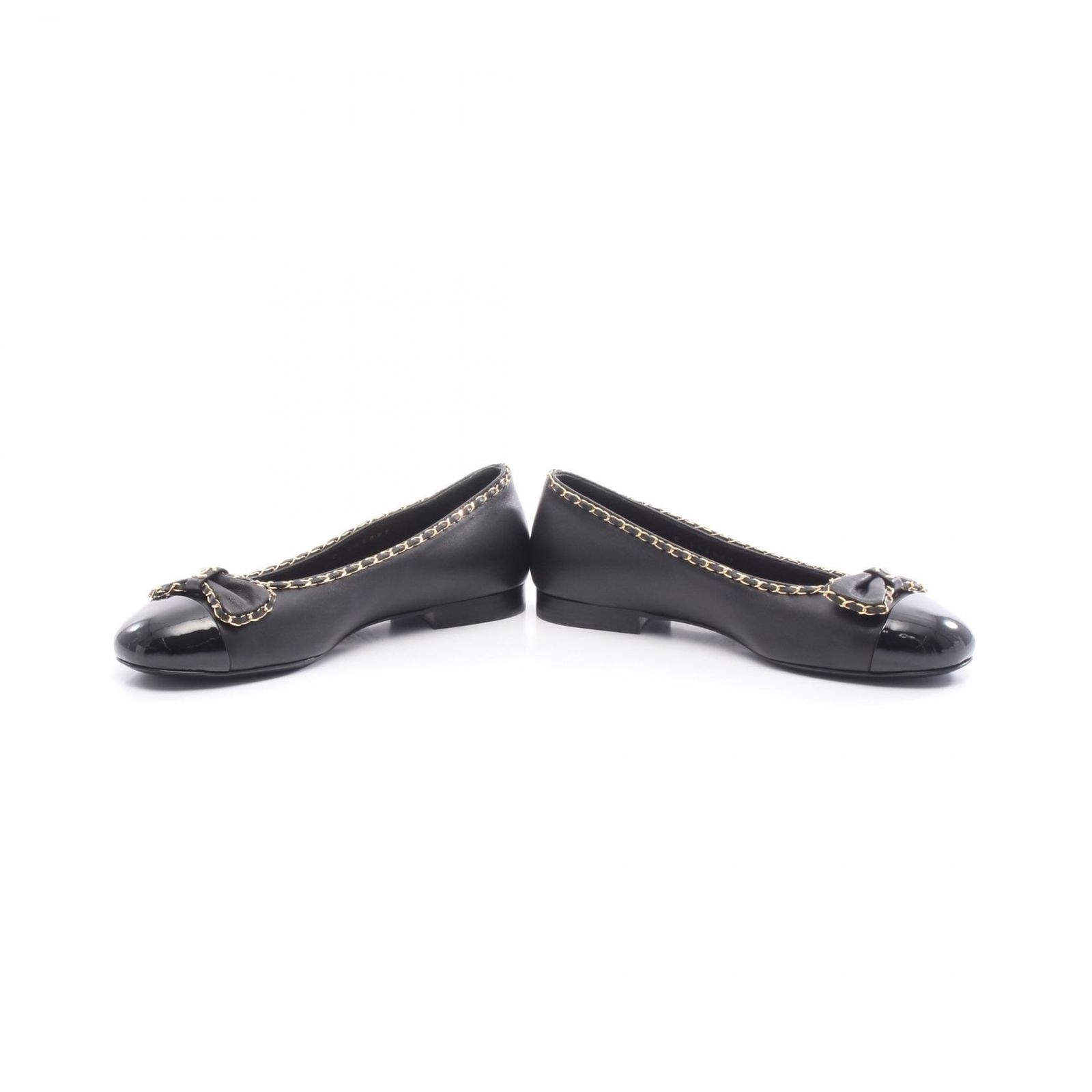 シャネル CHANEL ココマーク リボン レザー パテントレザー パンプス