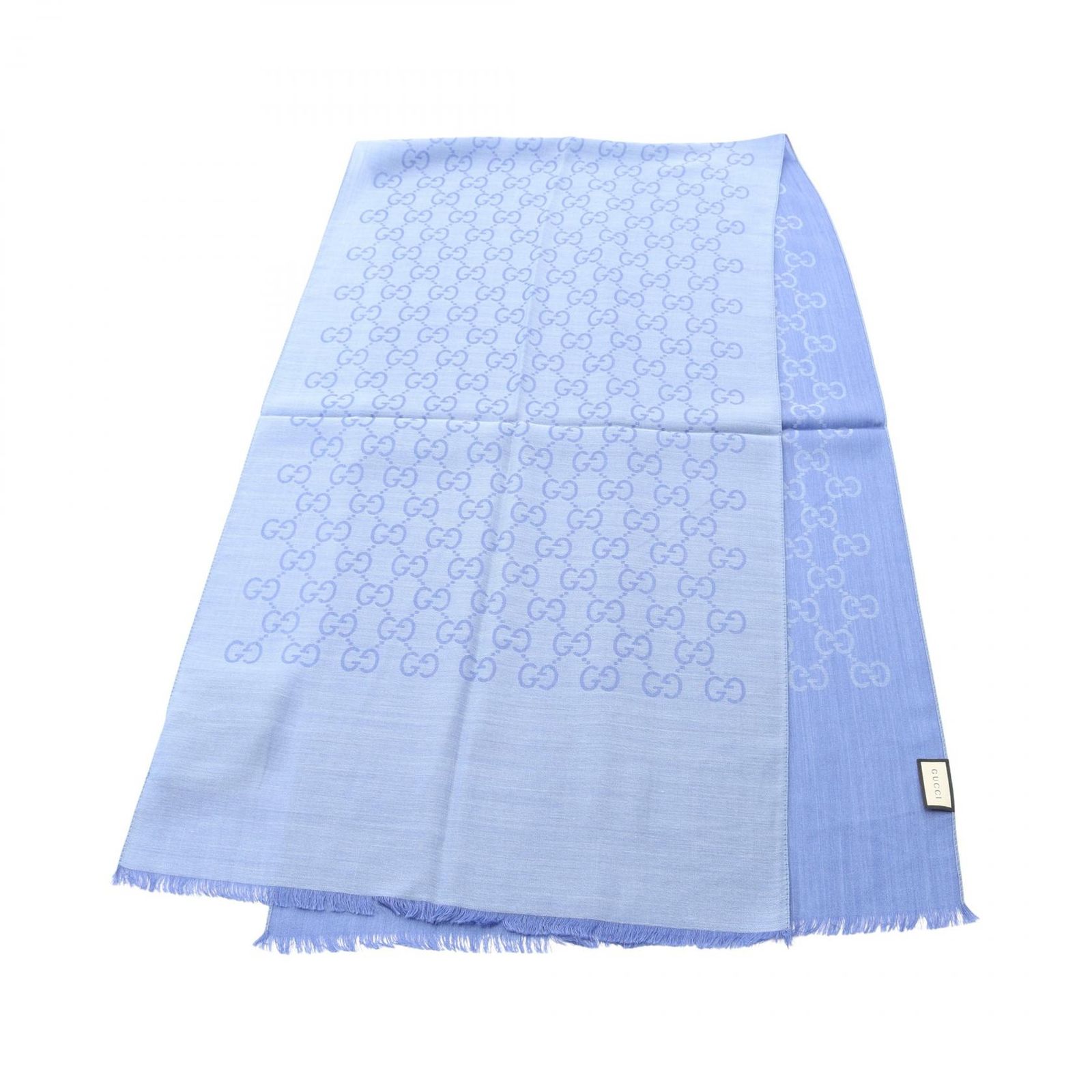 未使用級！グッチ ストール 100×175サイズ　ブルー　GG柄 シルク　ウール グッチ GUCCI ストール GG柄 1659043G6464769 ライトブルー ウール