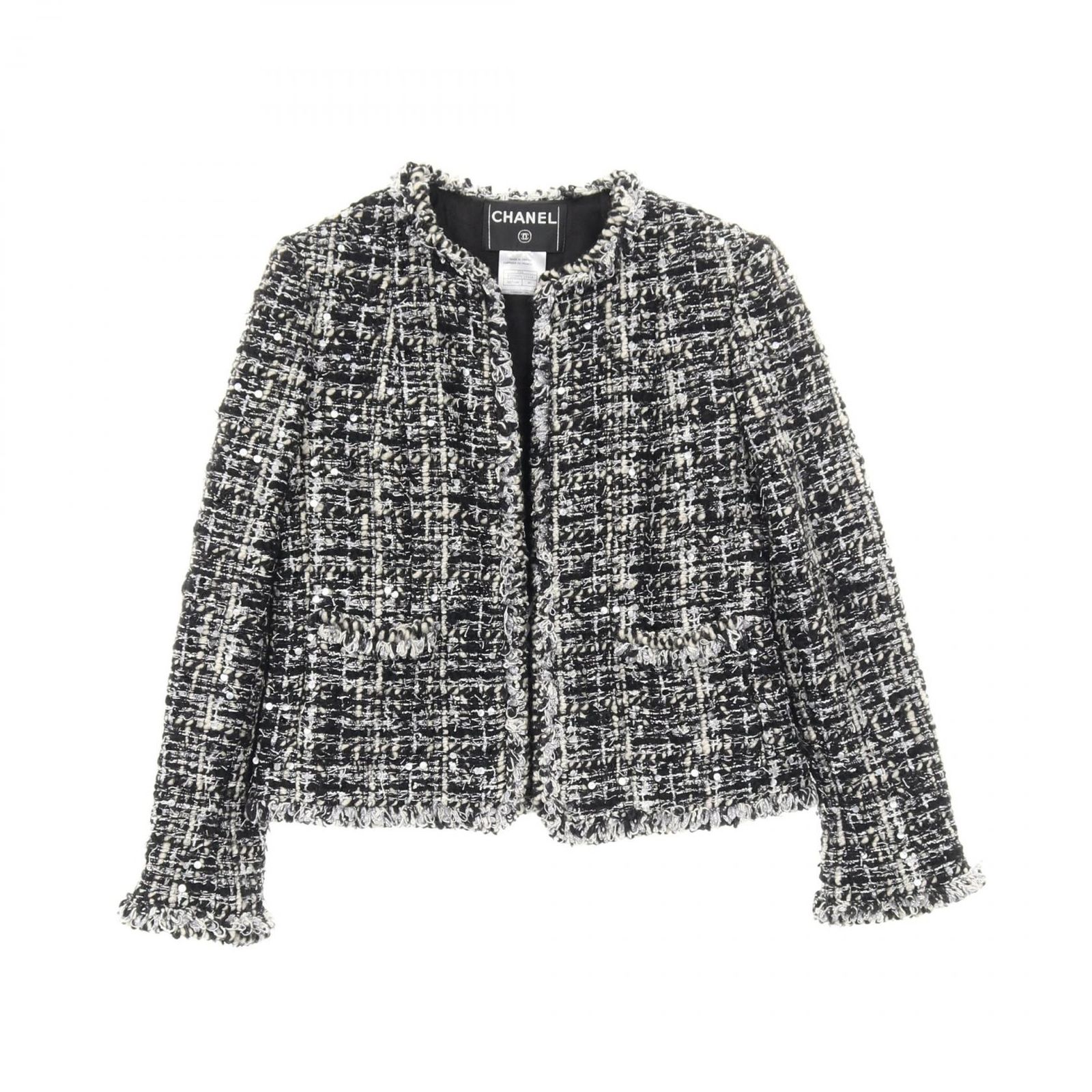 シャネル CHANEL ノーカラージャケット ココマークボタン ツイード