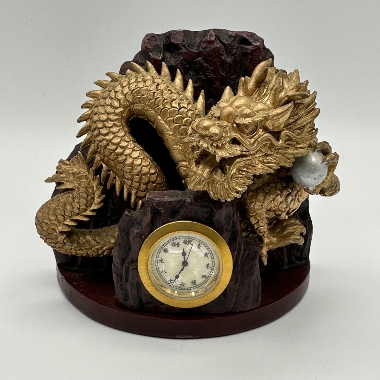 L46-i】時計 置物 龍 開運 金色 - メルカリ