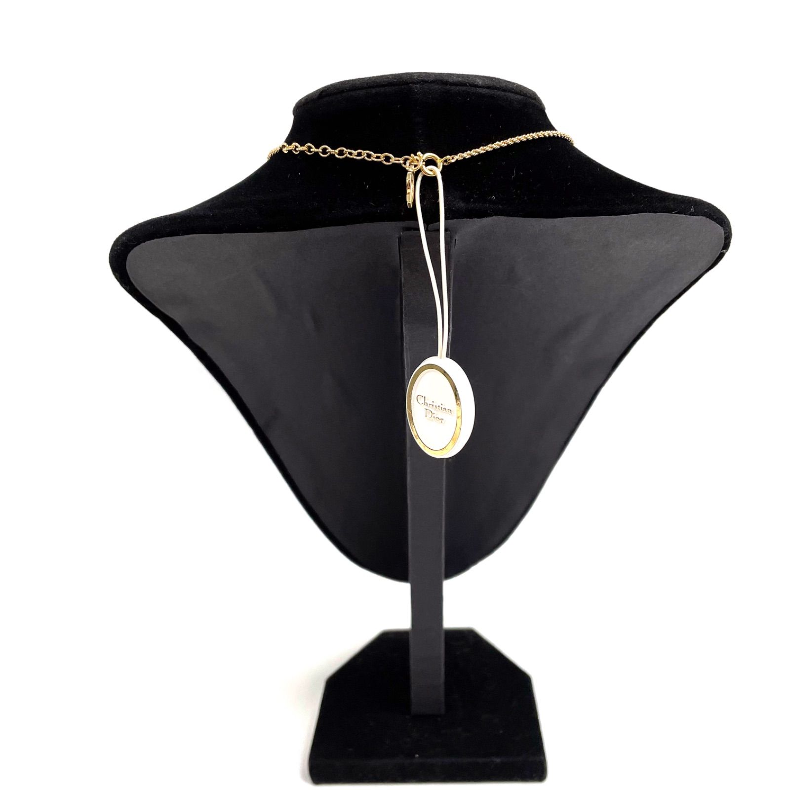 Christian Dior クリスチャンディオール ネックレス ゴールド ラインストーン ブラックエナメル 55094