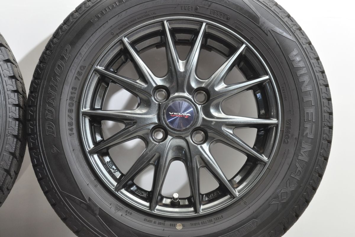  VELVA 13 in 4 00 B 45 ウィンターマックスWM 02 145 80 R N BOX モコ ワゴンR アルト スペーシア タント ムーヴ ミラ 13インチ タイヤ ホイールセット