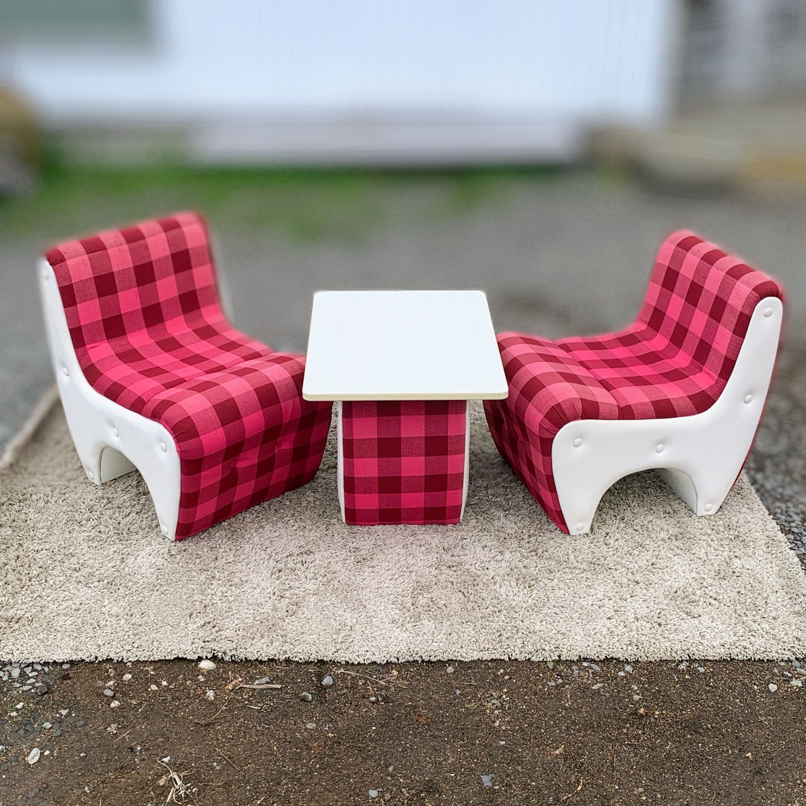 昭和レトロ 60 s 70’s テーブル ソファ2脚セット ミッドセンチュリー スペースエイジ HM 0176