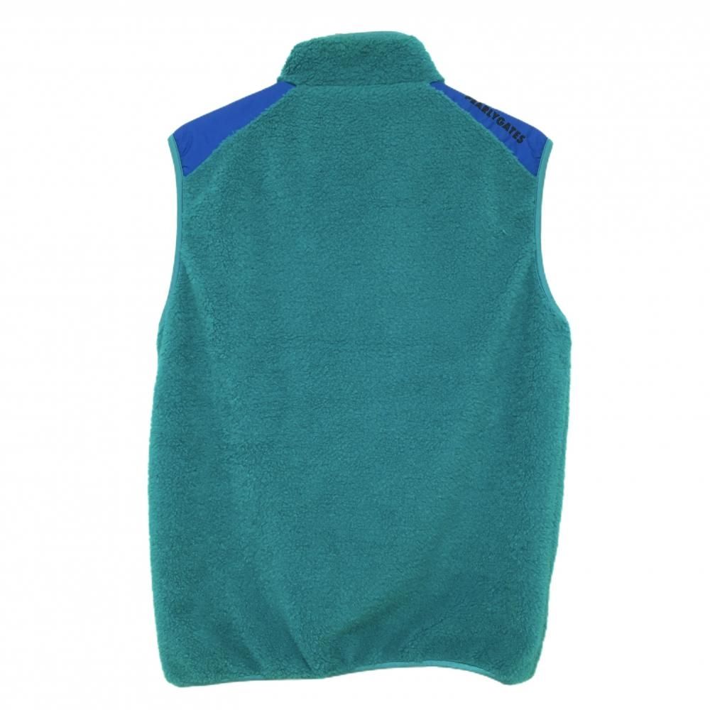 美品】パーリーゲイツ ボアベスト グリーン×ブルー 肩切替 メンズ 5(L