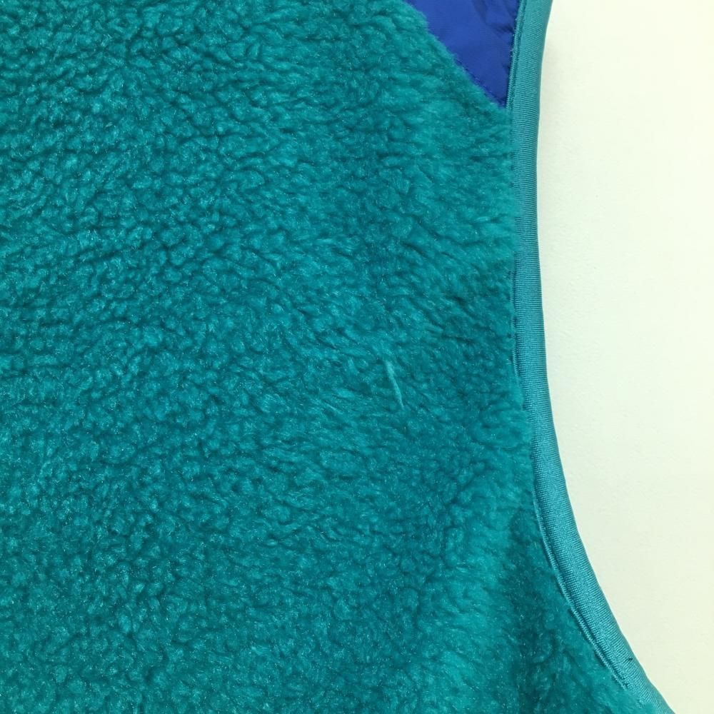 美品】パーリーゲイツ ボアベスト グリーン×ブルー 肩切替 メンズ 5(L