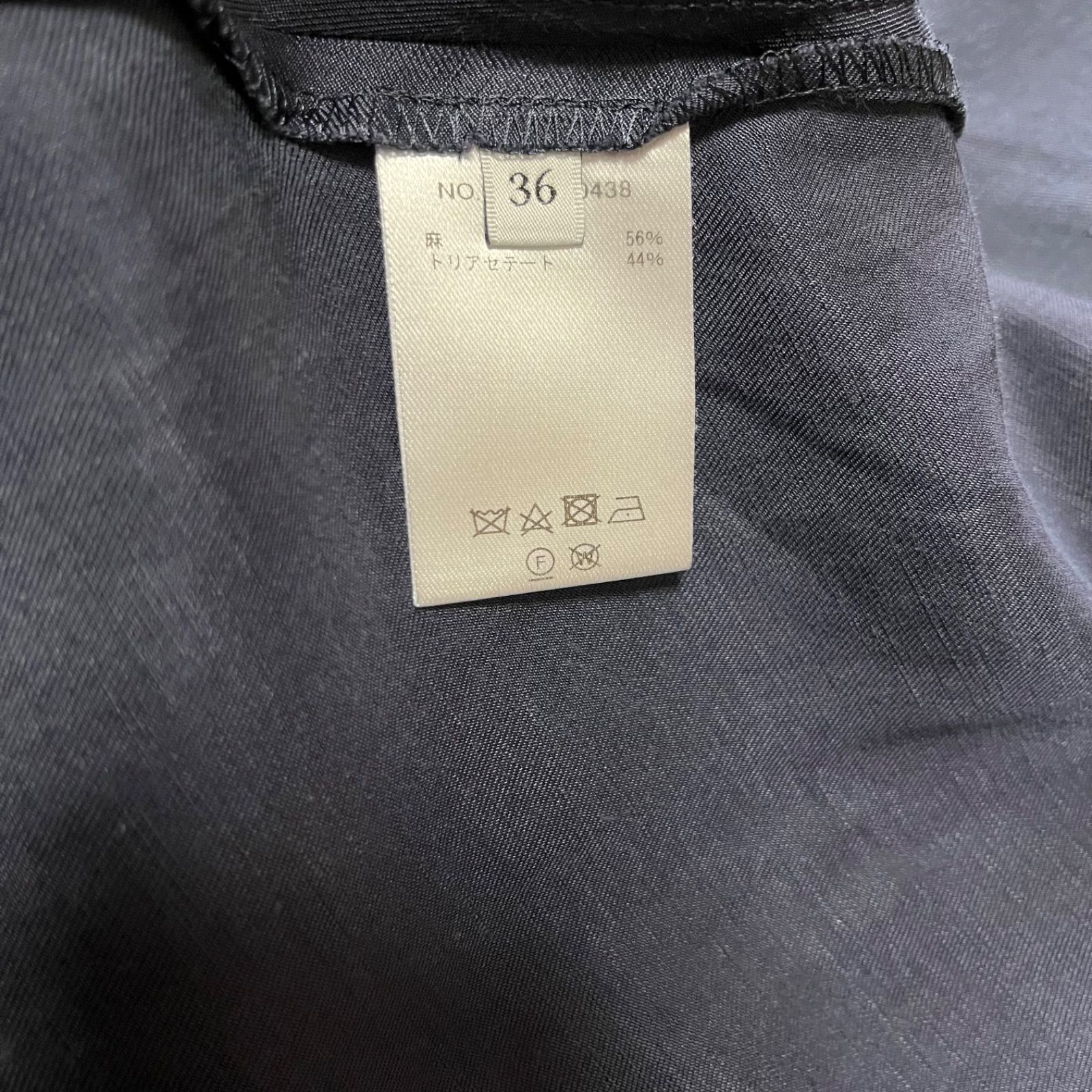  ebure エーブル リネン 半袖 ワンピース フ 麻 カジュアル ロングワンピース レディース サイズ36 ネイビー 23 No.K 928 半袖 シャツワンピース