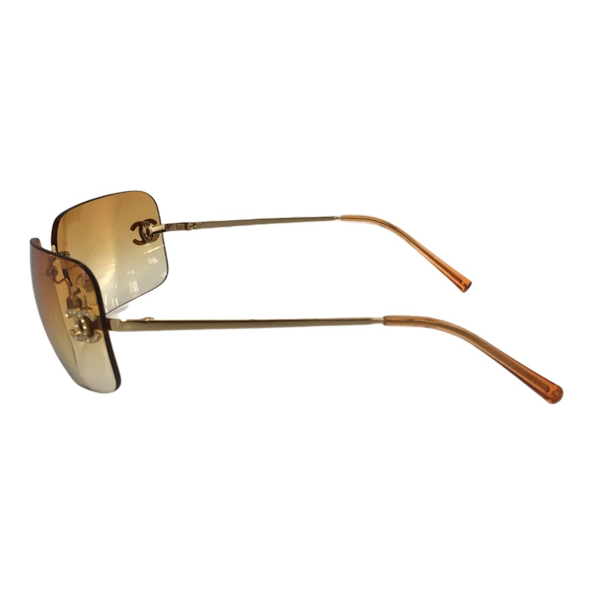 CHANEL シャネル サングラス フレームレス ココマーク 4017 D c 125 56 62 17 120 イエロー オレンジ イタリア製