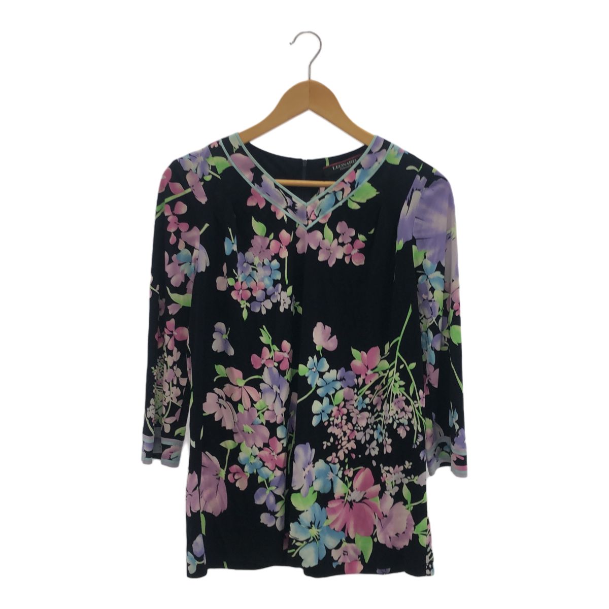 LEONARD レオナール Vネックチュニックワンピース ブラウス 花柄 上品