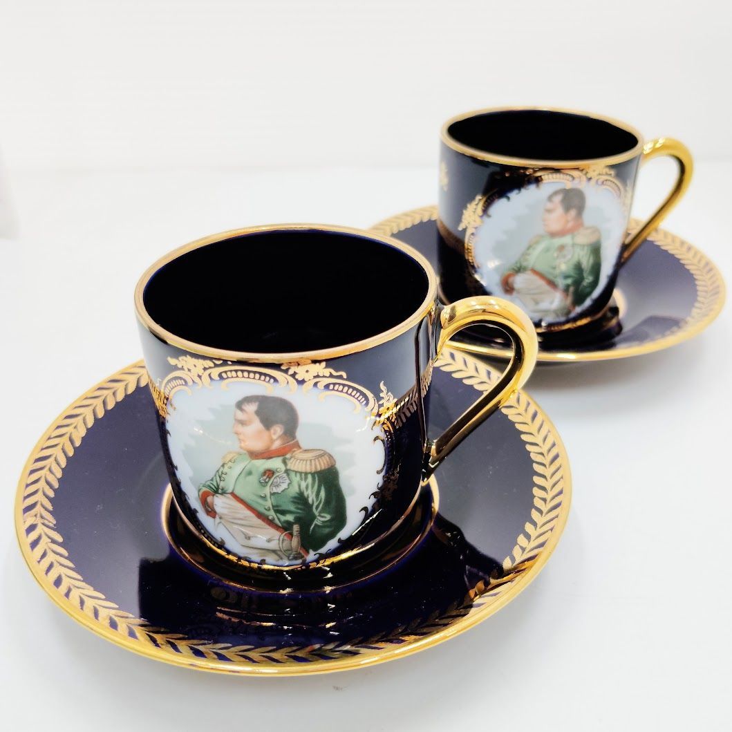 Limoges Castel 22 K GOLD ナポレオン カップ＆ソーサー ペア エスプレッソ フランス製 リモージュ