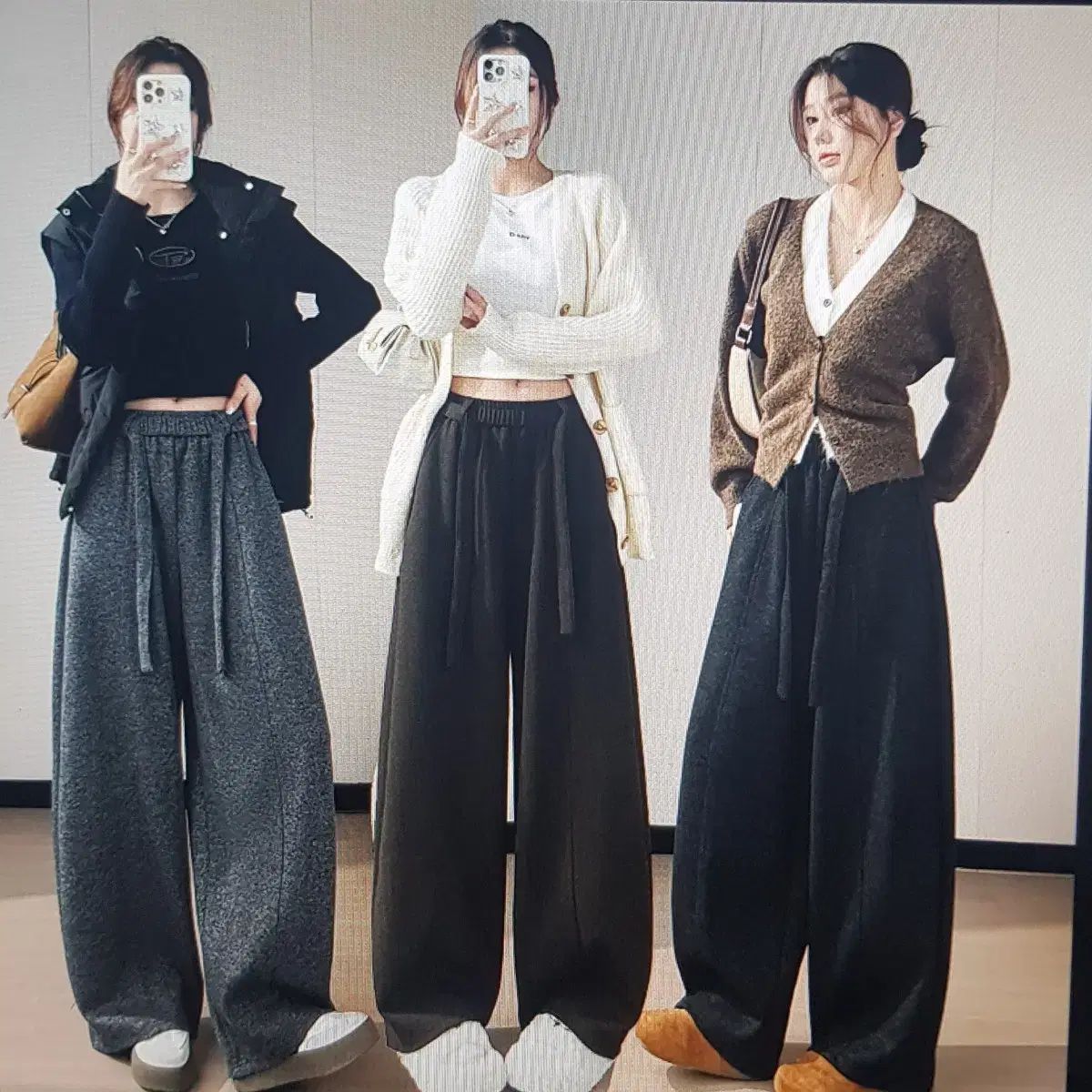 海外配送 ワイド 起毛 ISTJ VENDING MACHINE Ver パンツ ブラック グレー ブラウン