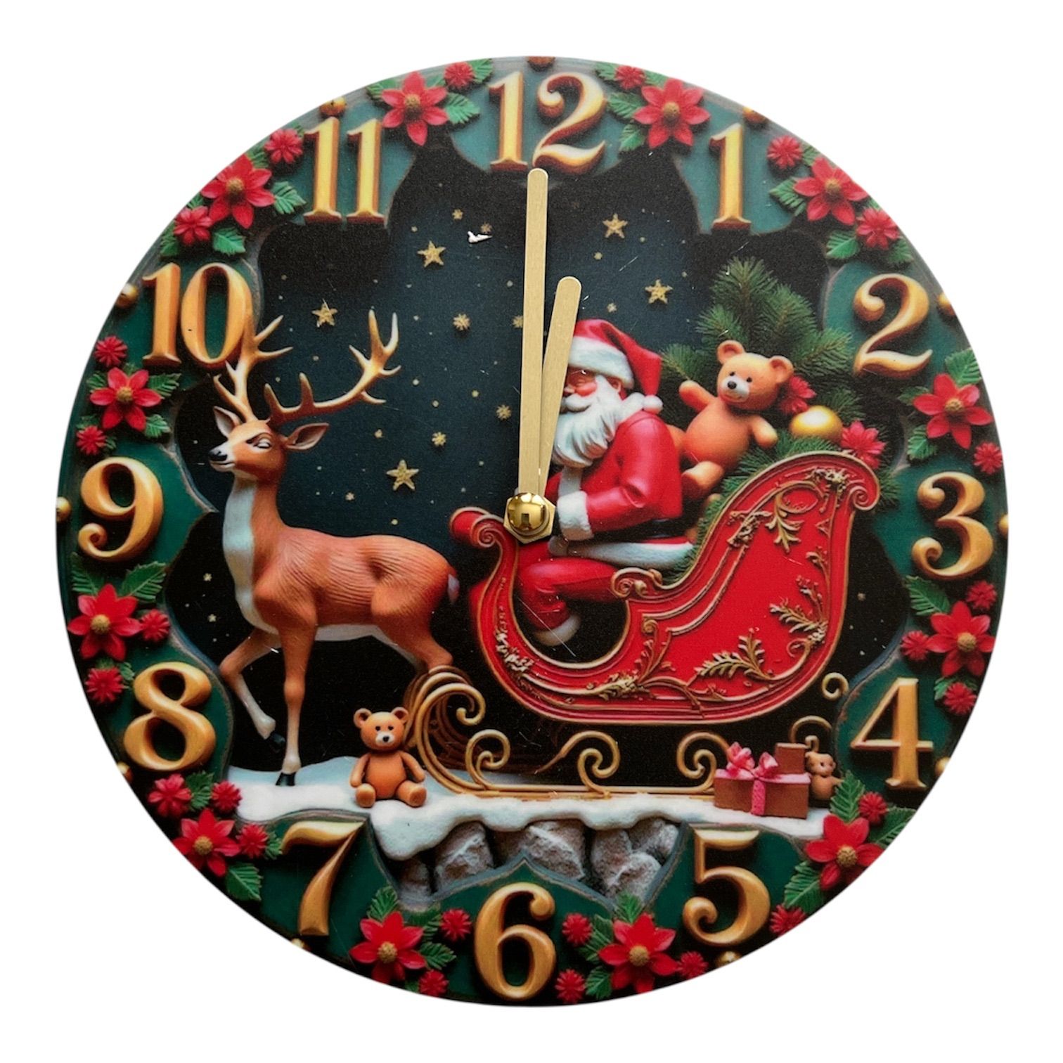 訳あり】クリスマス サンタクロック 壁掛け時計 インテリア 置くだけ