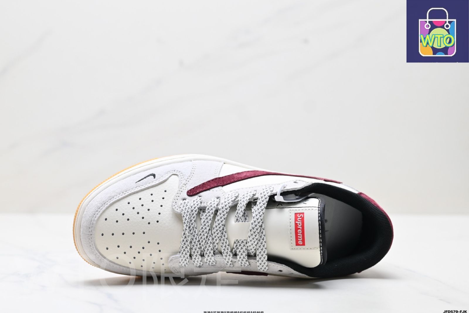 Travis Scott x Air Jordan 1 Reverse Mocha AJ 逆さフック TS ライトニング コラボレーション ロートップ カルチャーバスケットボールシューズ-WTO輸入4