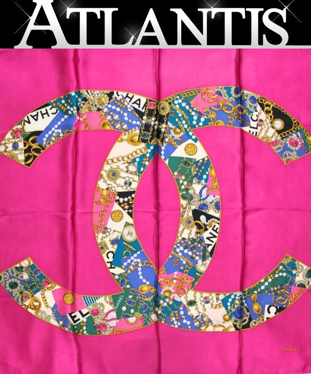 シャネル CHANEL ヴィンテージ 大判スカーフ ココマーク ジュエリー柄