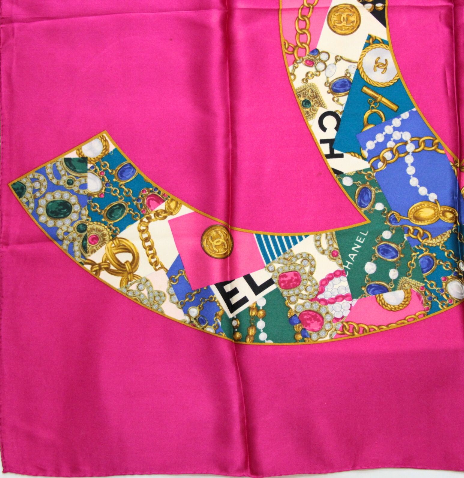 シャネル CHANEL ヴィンテージ 大判スカーフ ココマーク ジュエリー柄