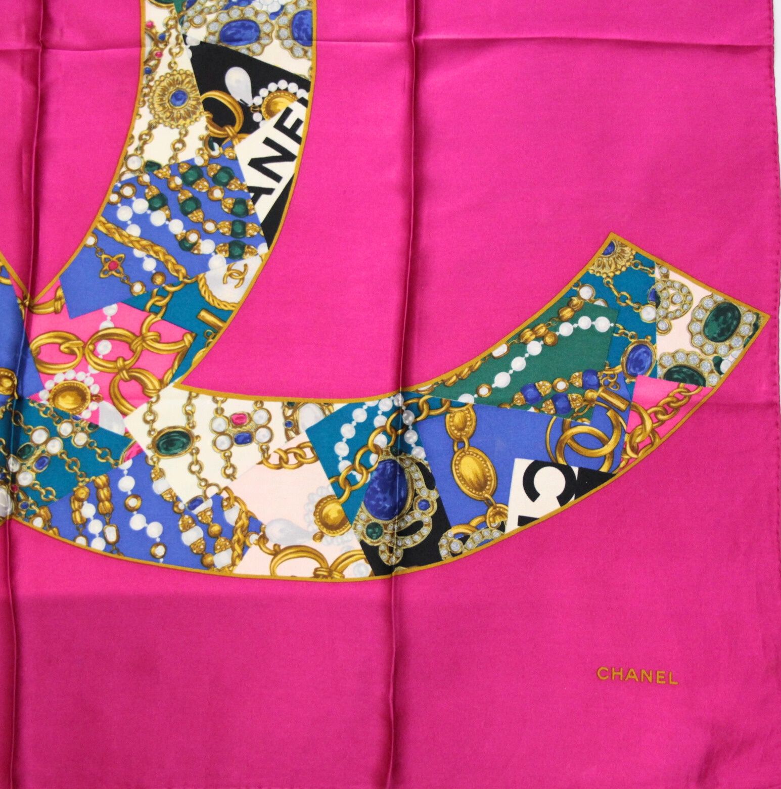 シャネル CHANEL ヴィンテージ 大判スカーフ ココマーク ジュエリー柄
