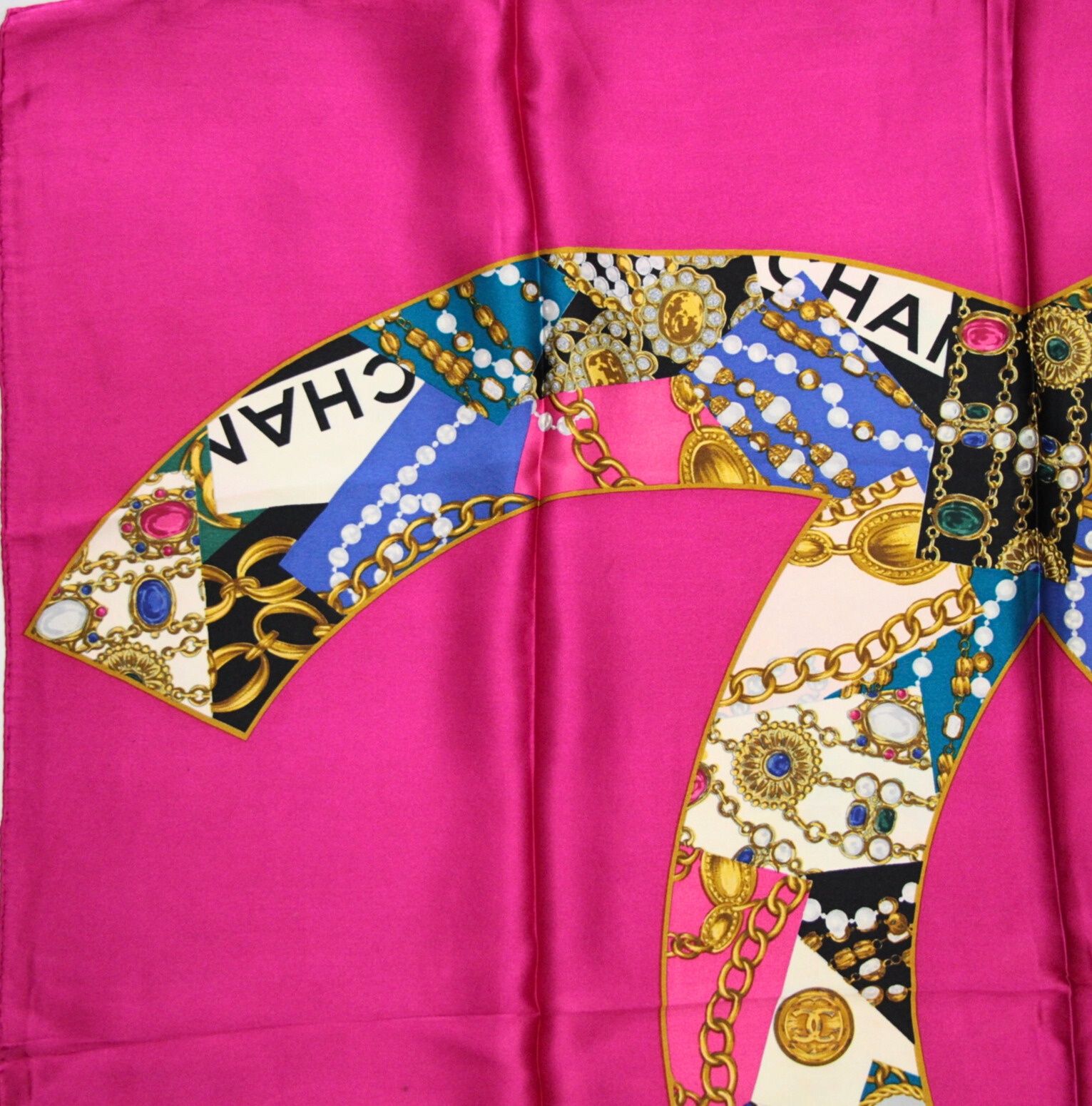 シャネル CHANEL ヴィンテージ 大判スカーフ ココマーク ジュエリー柄