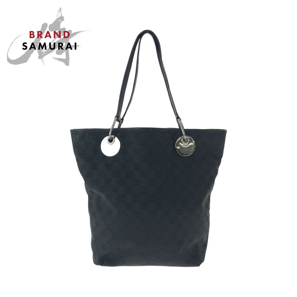 GUCCI グッチ ブラック 黒 シルバー金具 GGキャンバス 120836 トート