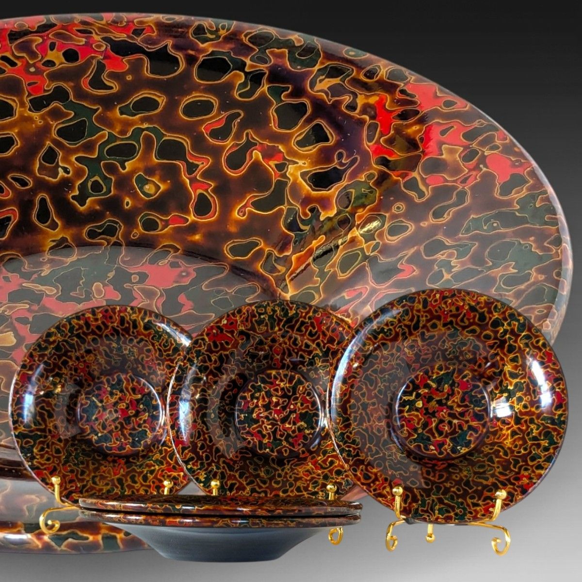 津軽塗り 唐塗 ソーサー セット 漆器 錦塗り 伝統工芸 菓子皿 小皿 和モダン