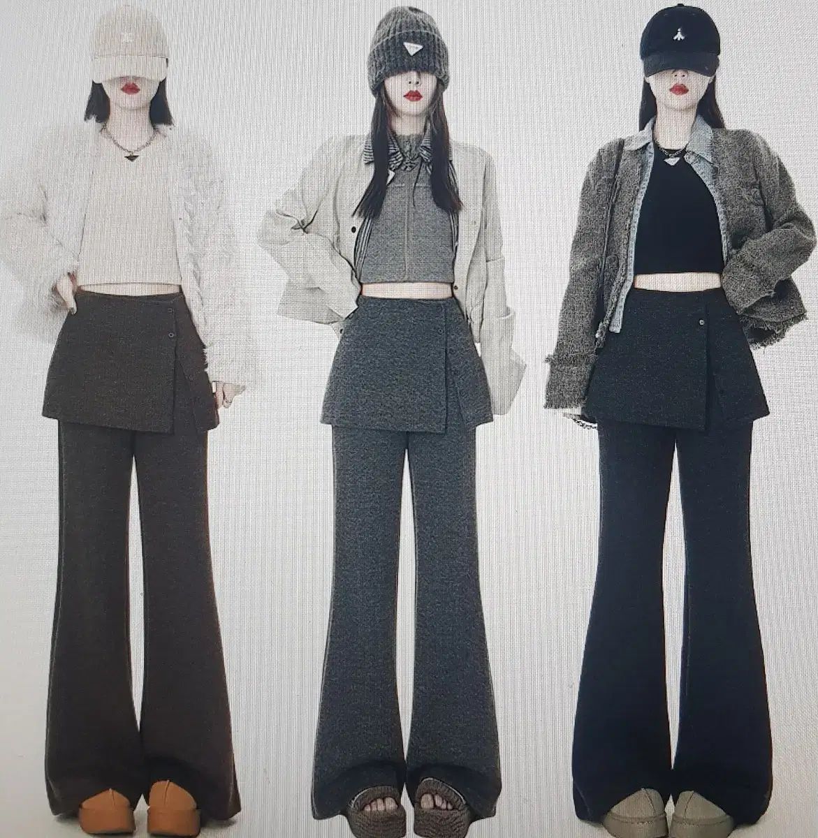 海外配送 秋 冬 一体型 ニットキュロット