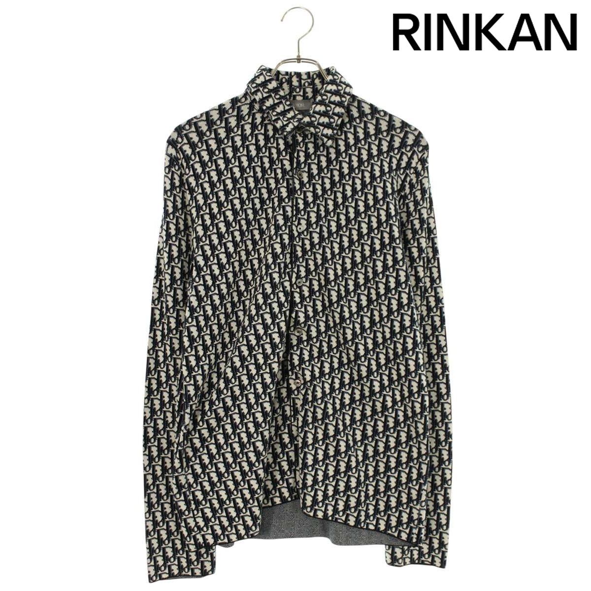 ディオール 023M550AT099 オブリーク柄総柄ニット長袖シャツ メンズ XS