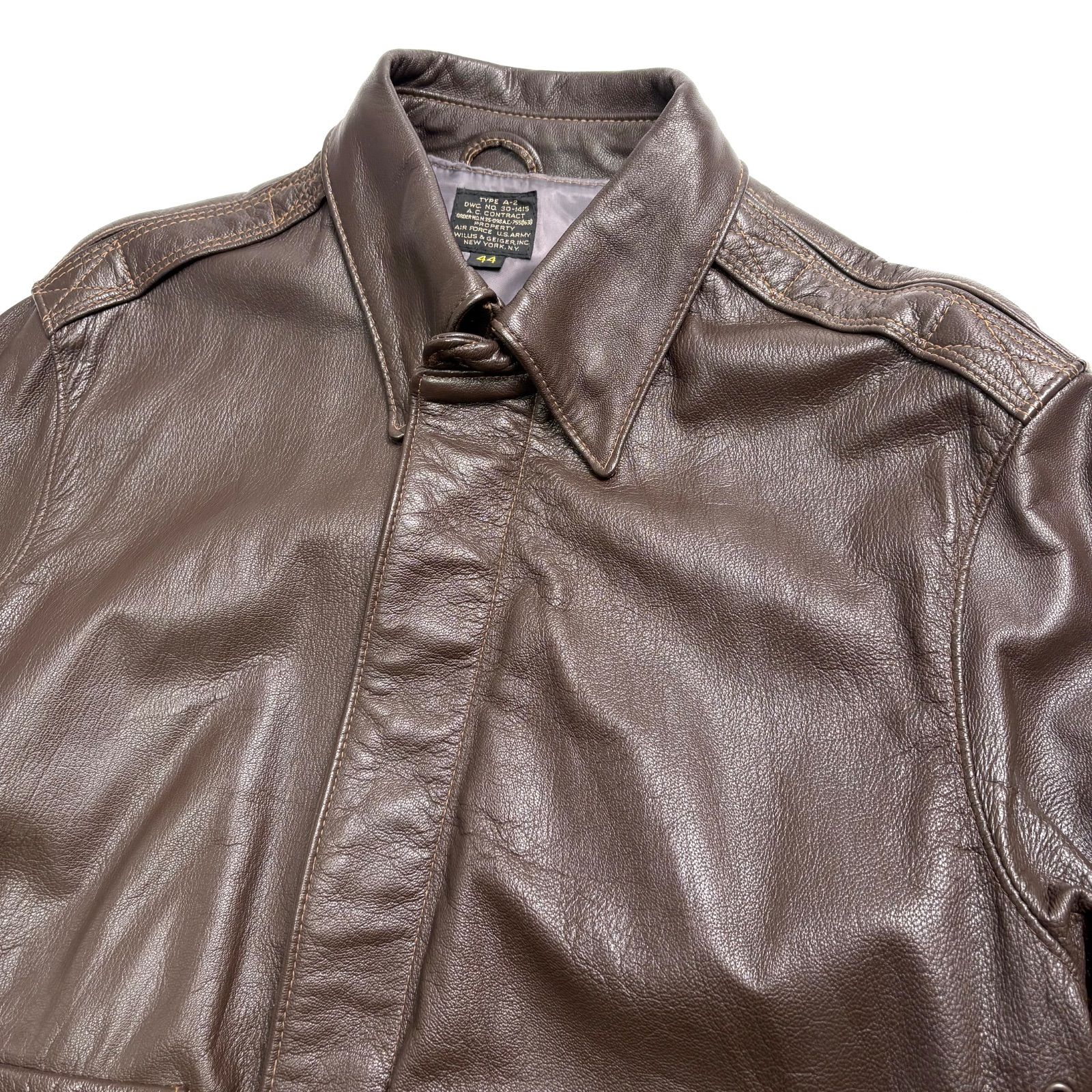 米国製】Willis & Geiger レザージャケット 茶 44 羊革 フライト
