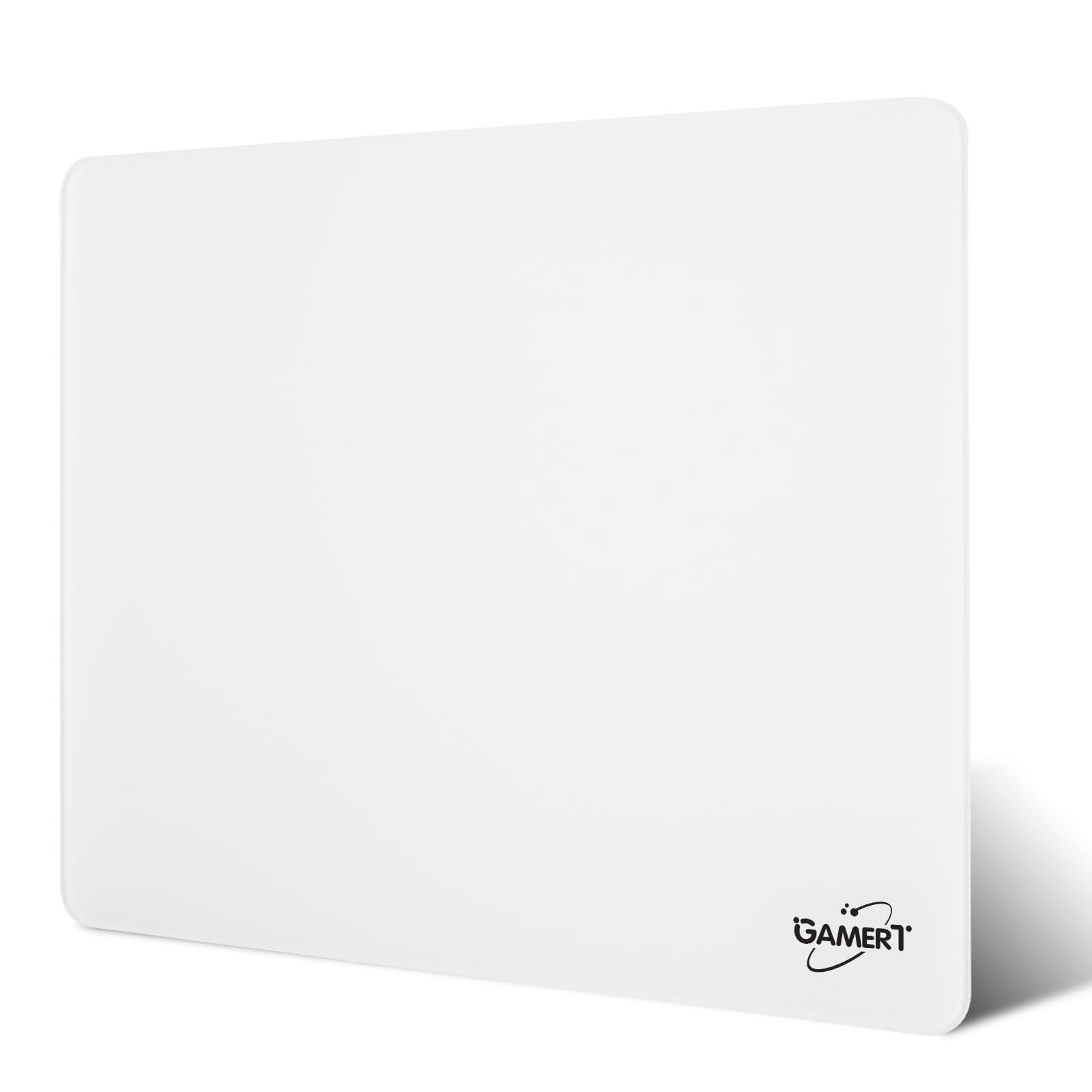 GamerT グラスゲーミングマウスパッド 滑らかで精度 洗いやすい 耐摩耗性に 強化ガラス eスポーツとオフィスに最適 プロゲーマーとゲーミング愛好者必携 ホワイト 320 mm*360 mm