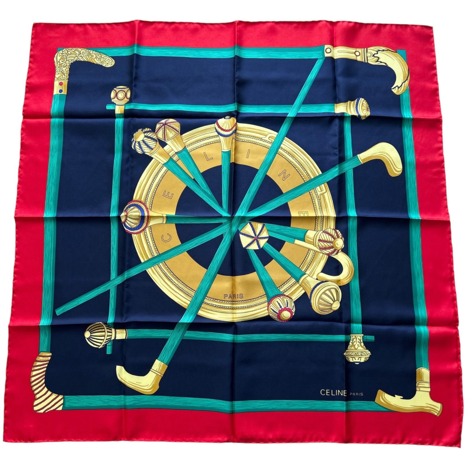 美品 CELINE セリーヌ 大判スカーフ シルク100 杖柄 エレガント - メルカリ