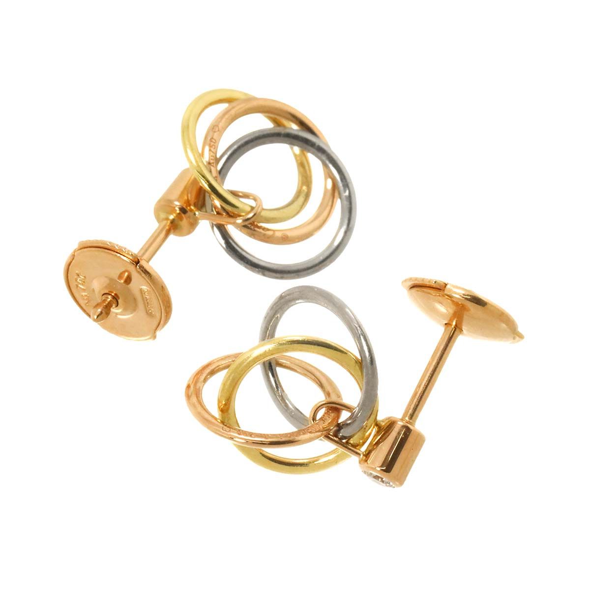 カルティエ Cartier トリニティダイヤ ピアス K18 YG PG WG 750 スリー