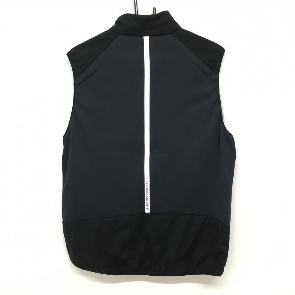 美品】ニューバランスゴルフ 切替中綿ベスト 黒×グレー 前ロゴ総柄