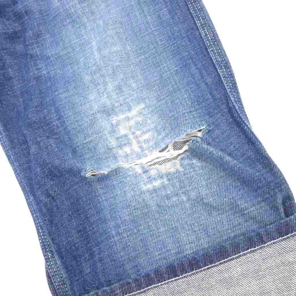  ロエベ LOEWE フィッシャーマン デニムパンツ ダメージ加工 ロールアップ クロップド丈 44 ブルー系 UO AA デニム ジーンズ パンツ