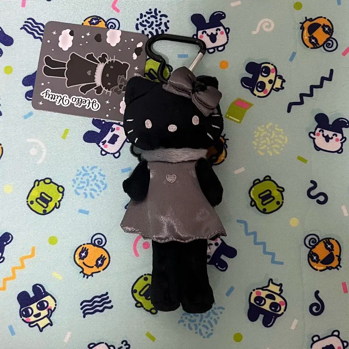 ハローキティ エンジェル 合皮マスコットチャーム ブラックu0026