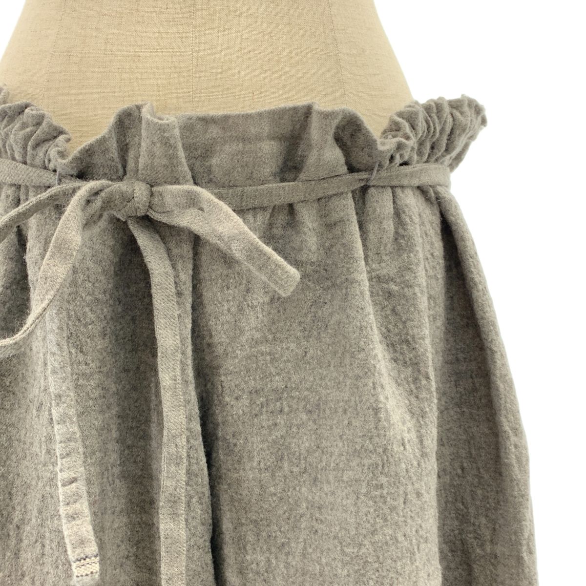 DANIELA GREGIS ダニエラグレジス ウール ドローストリング ワイドパンツ F グレー レディース
